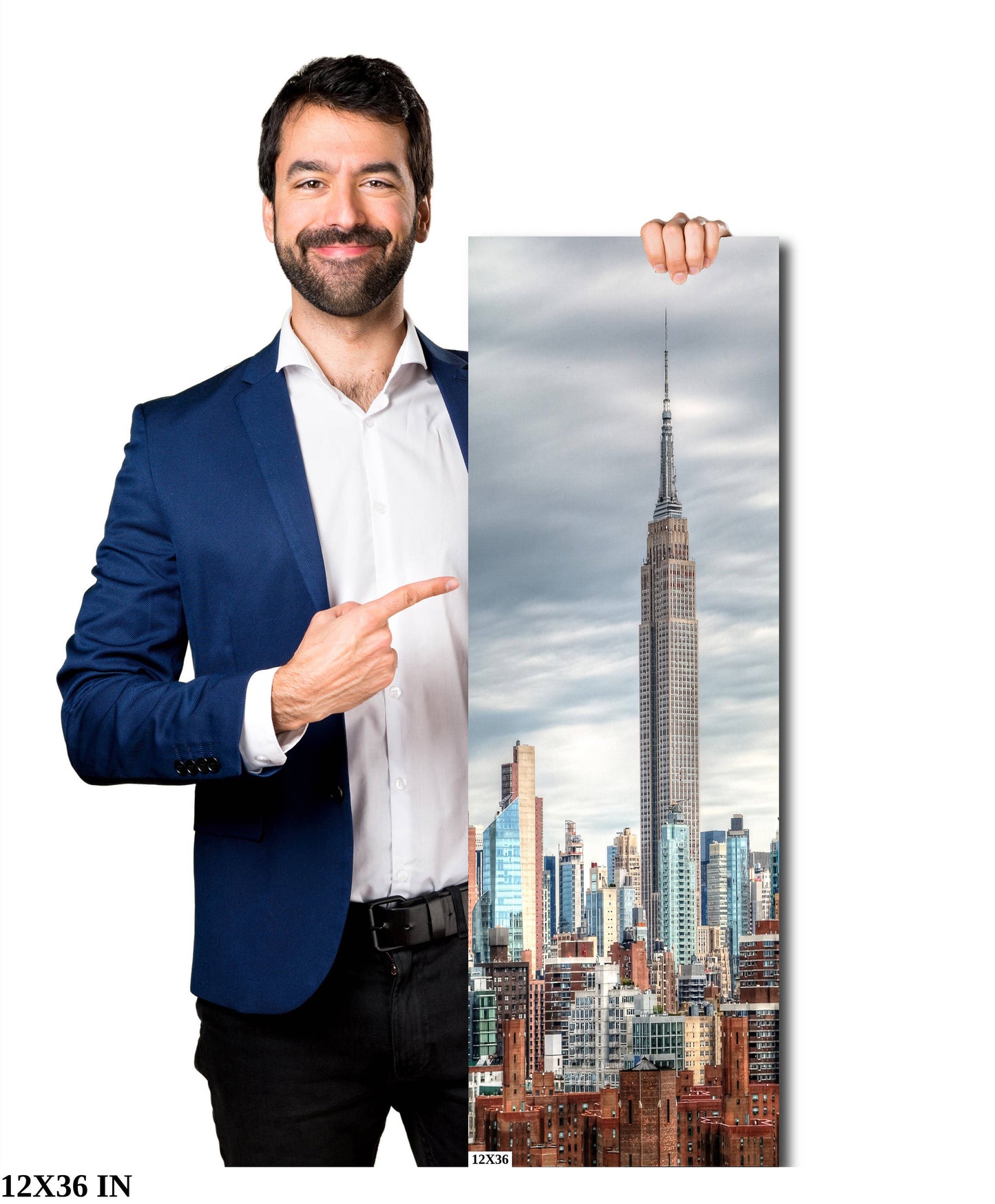 Midtown Manhattan skyline vertical enhanced color cloudy metal print canvas print acrylic print