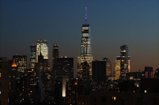 NYC skyline from lower east side metal print canvas print color photography night  poster