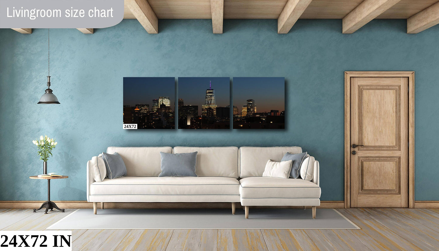 NYC skyline from lower east side metal print canvas print color photography night  poster