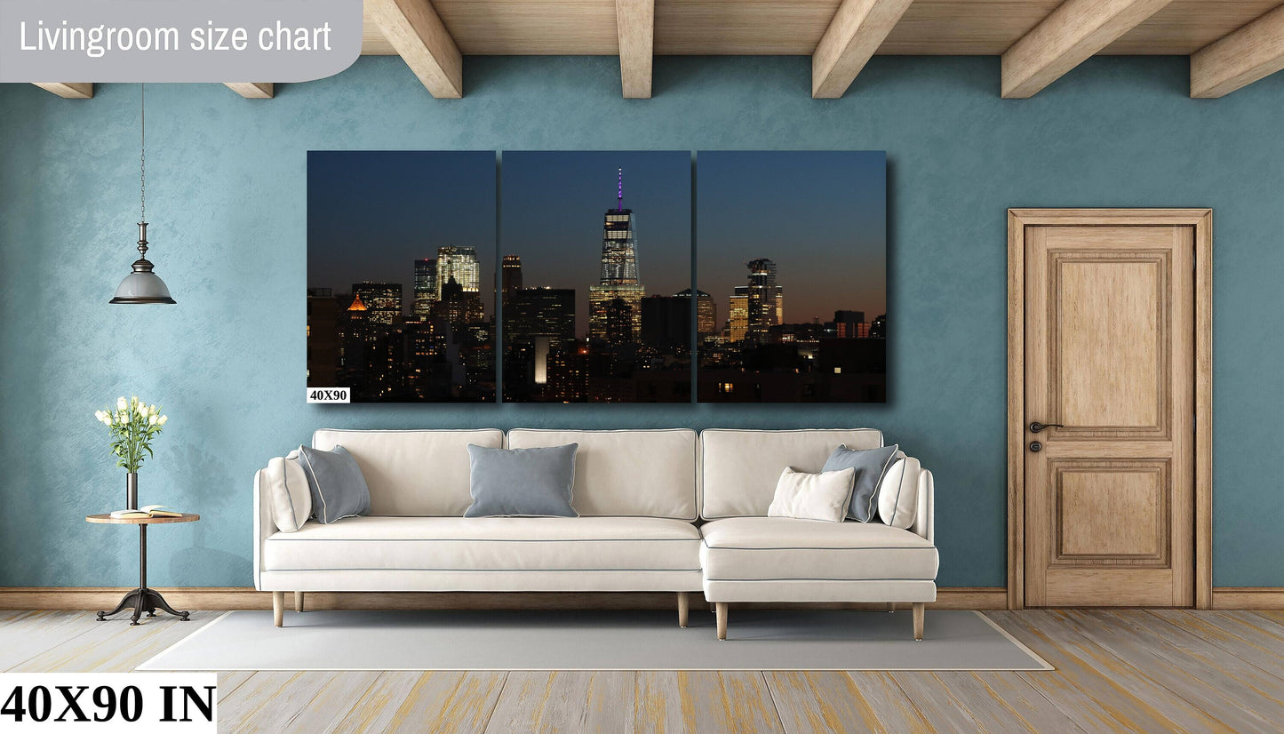 NYC skyline from lower east side metal print canvas print color photography night  poster