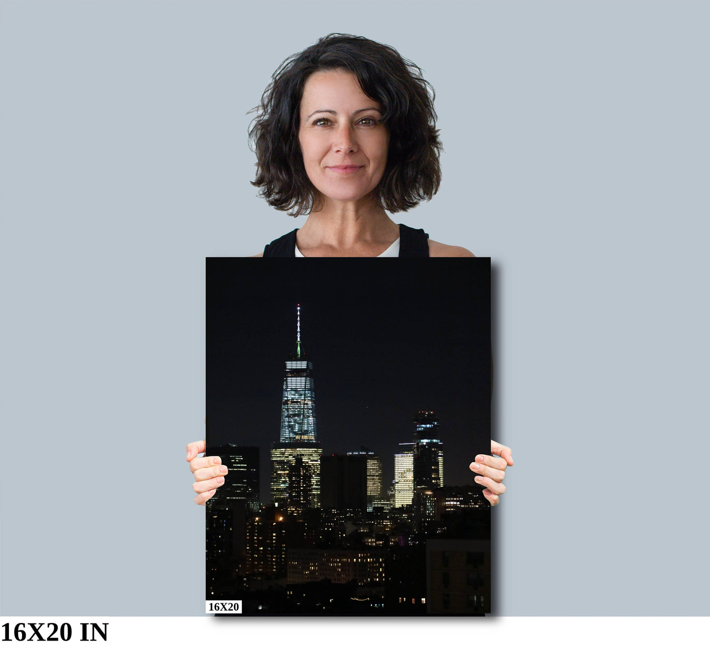 Downtown Manhattan skyline vertical enhanced color cloudy metal print canvas print acrylic print