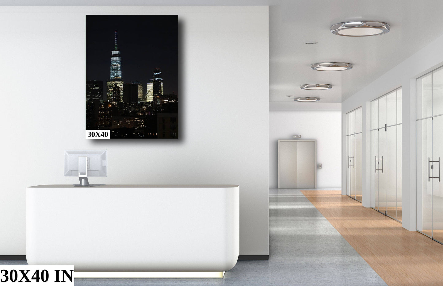 Downtown Manhattan skyline vertical enhanced color cloudy metal print canvas print acrylic print