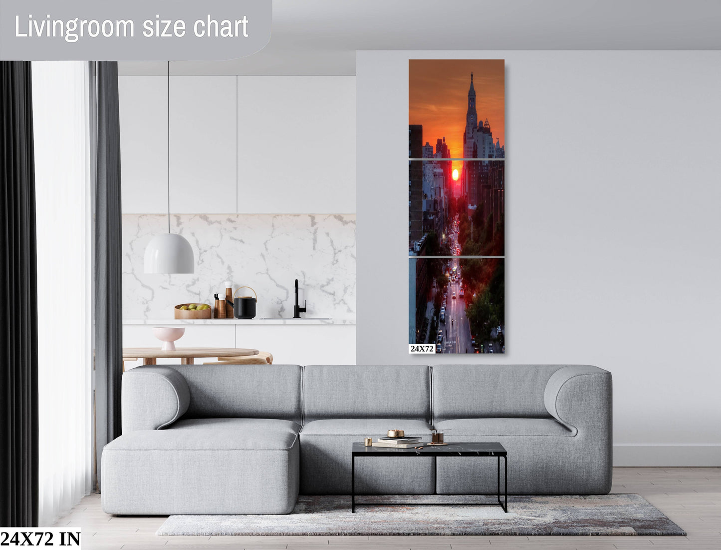 Manhattan Henge Downtown Manhattan skyline vertical enhanced color cloudy metal print canvas print acrylic print sunset