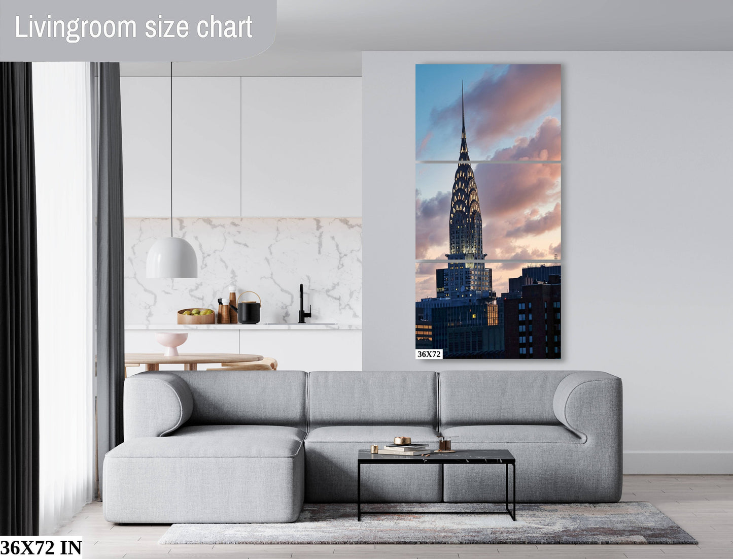 Chrysler Building Manhattan skyline vertical enhanced color cloudy metal print canvas print acrylic print sunset