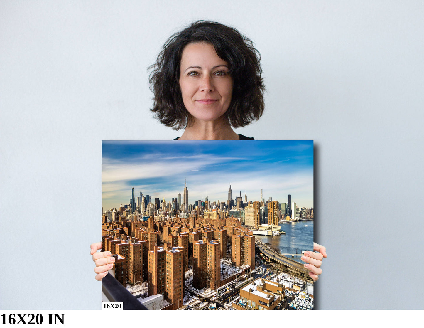 NYC skyline from lower east side metal print canvas print color photography night  poster