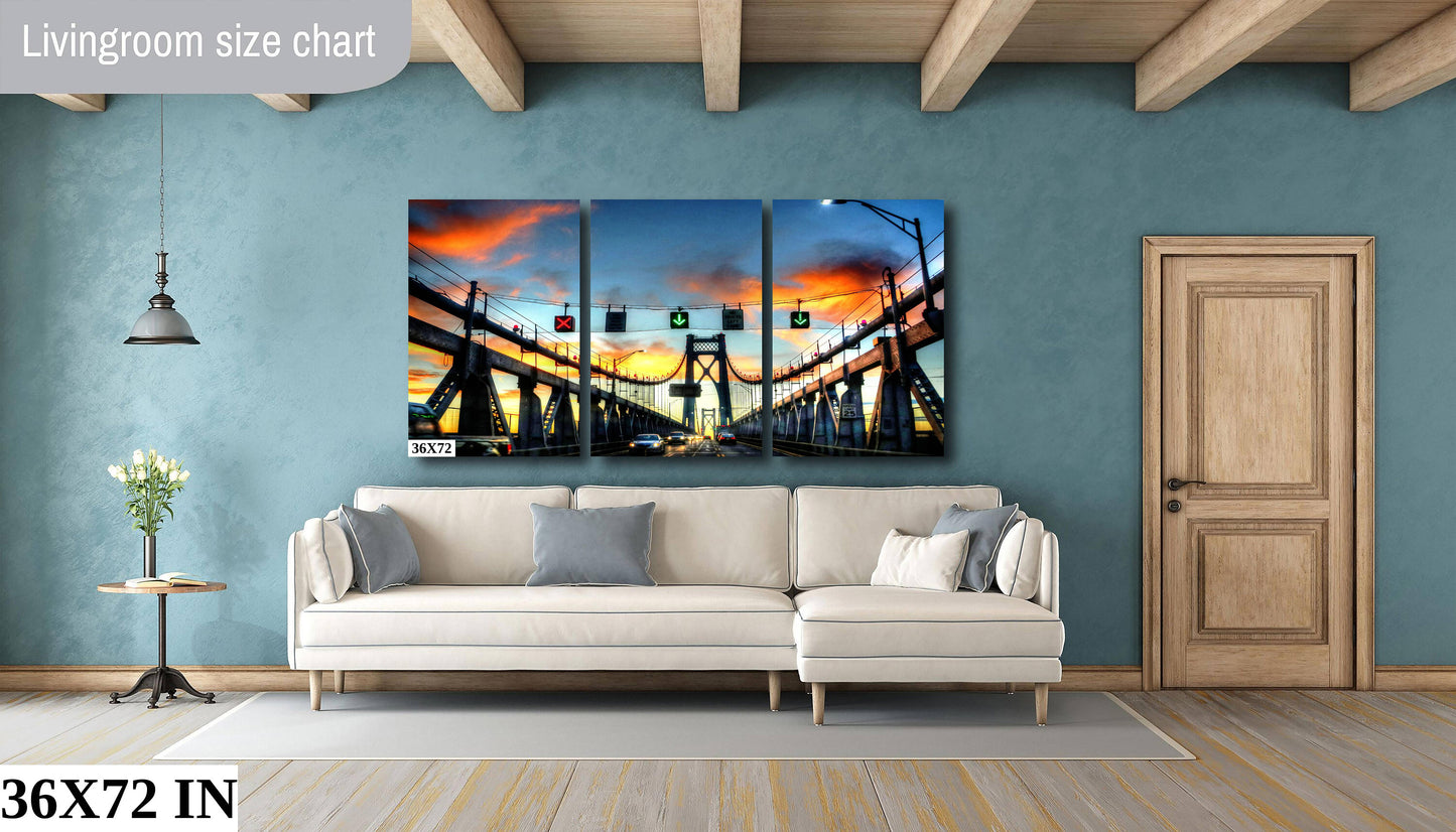 Poughkeepsie Bridge at dawn sunrise bright color poster canvas print metal print hudson valley photography