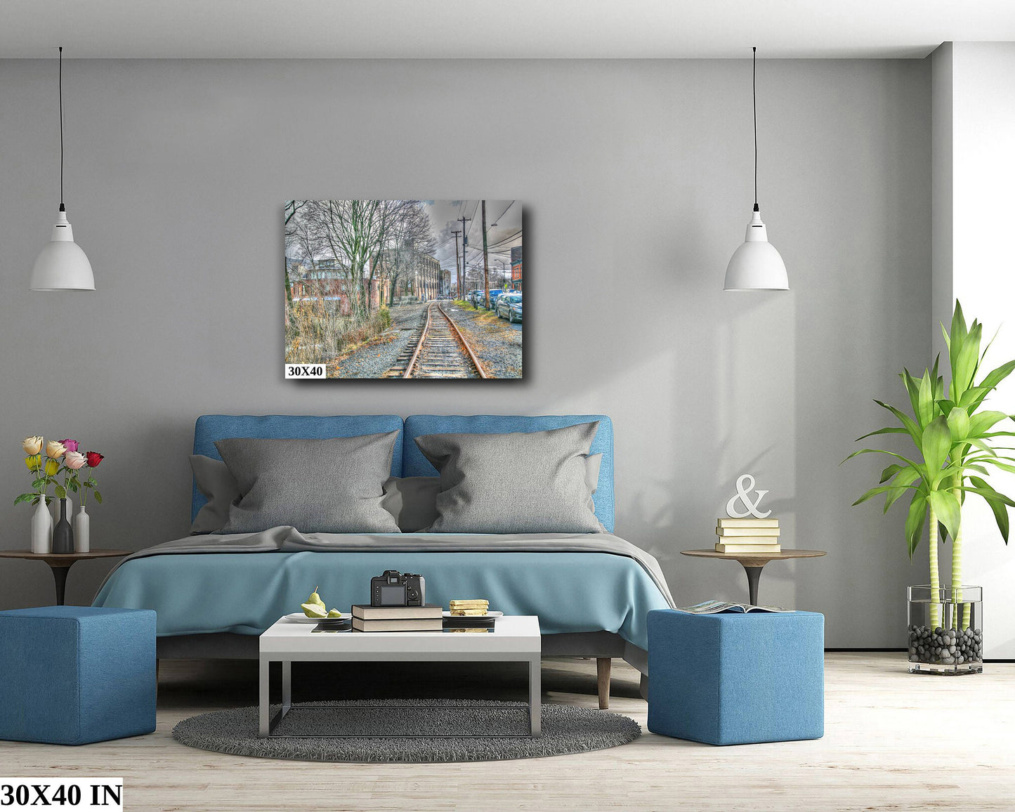 Beacon NY train tracks hdr living room bar cityy rebirth canvas print metal print