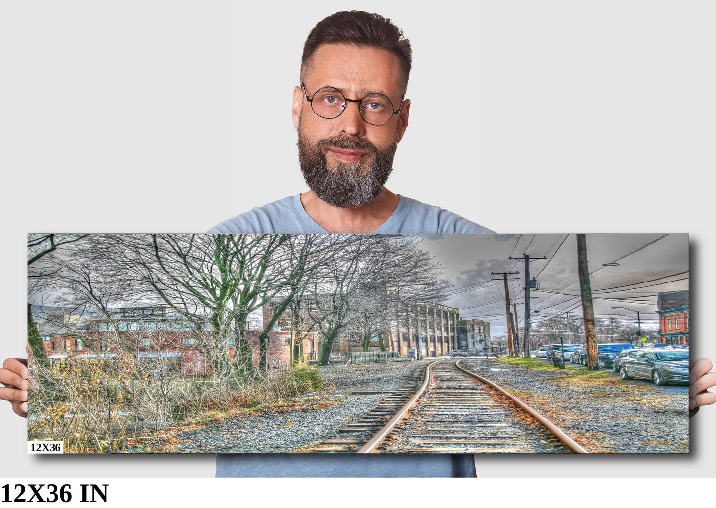 Beacon NY train tracks hdr living room bar cityy rebirth canvas print metal print