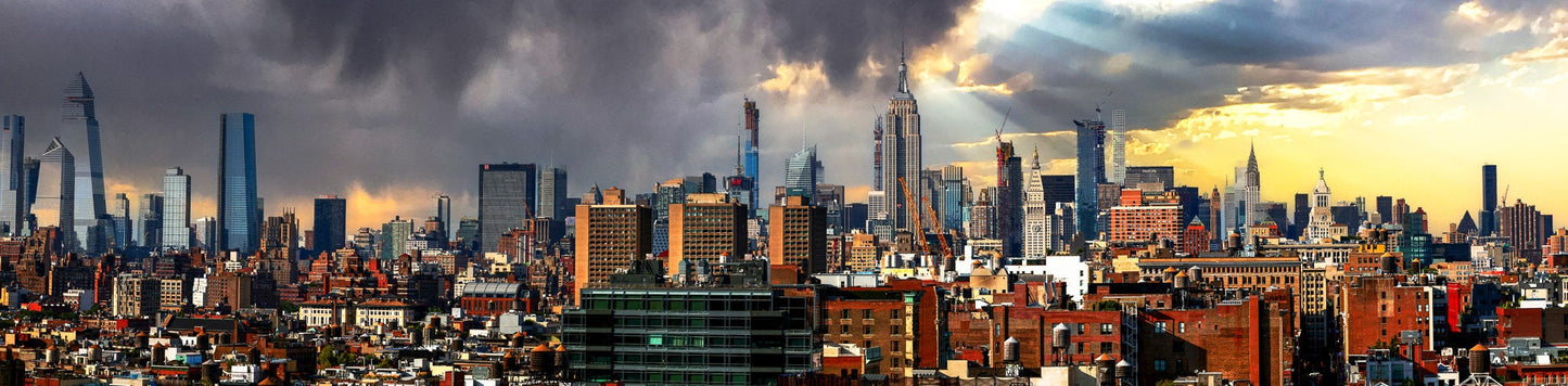 NYC skyline  mid town from Tribeca  metal print canvas print color photography daylight storm  poster