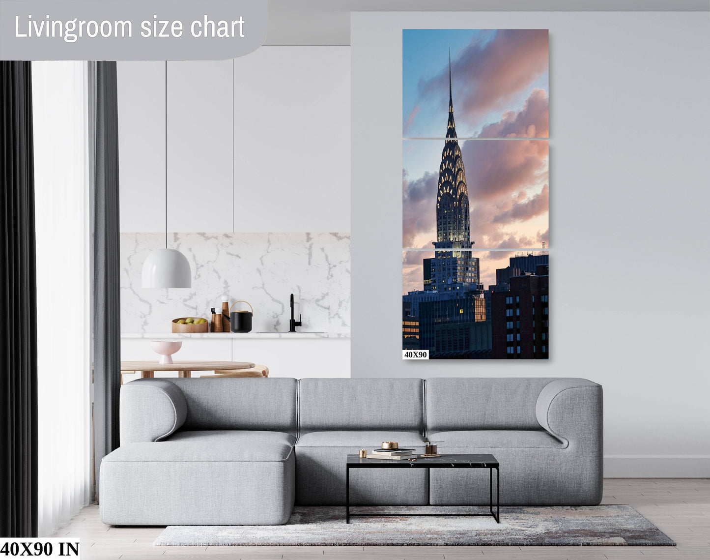 Chrysler Building Manhattan skyline vertical enhanced color cloudy metal print canvas print acrylic print sunset