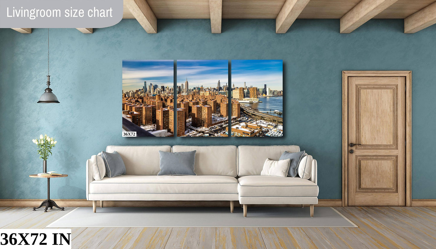 NYC skyline from lower east side metal print canvas print color photography night  poster