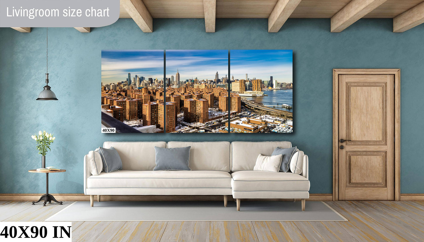 NYC skyline from lower east side metal print canvas print color photography night  poster