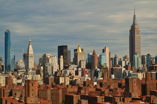 NYC skyline from lower east side mid town empire state building metal print canvas print color photography  poster