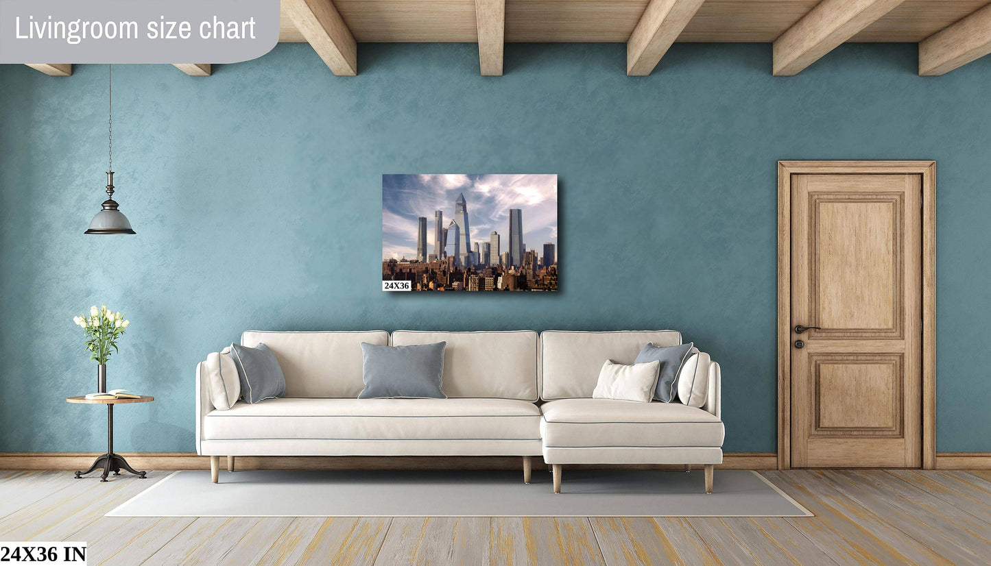 NYC skyline  New Construction west side mid town from Tribeca  metal print canvas print color photography daylight storm  poster