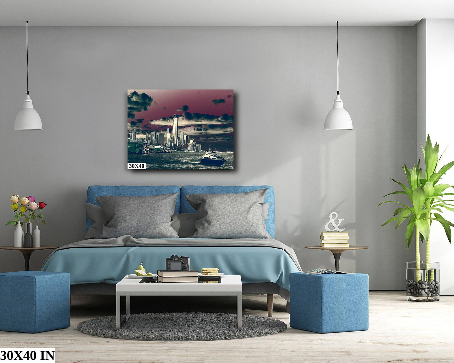 NYC skyline lower manhattan the battery metal print canvas print color photography daylight sunset  river  poster