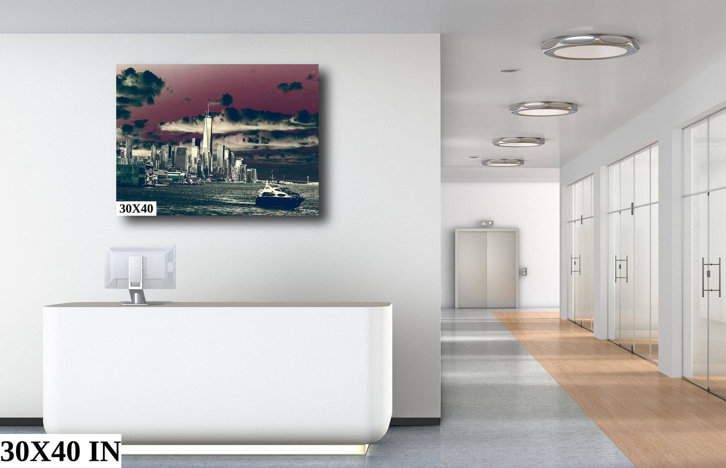 NYC skyline lower manhattan the battery metal print canvas print color photography daylight sunset  river  poster