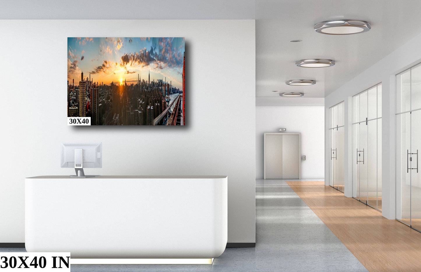 NYC skyline panoramic at sunset  metal print canvas print color photography daylight storm  poster