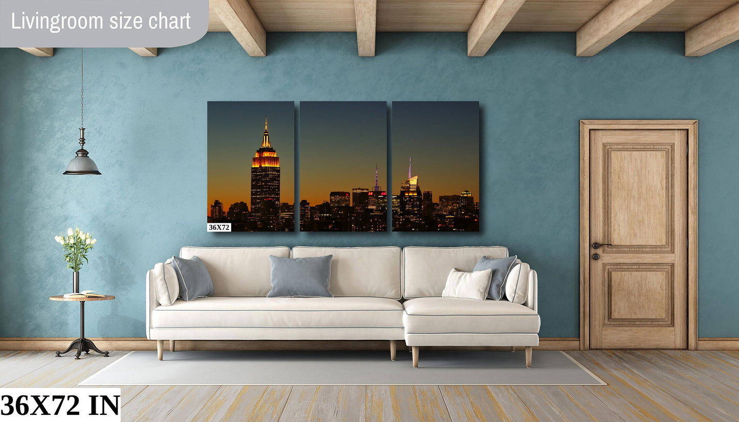 NYC skyline from lower east side at the golden hour  metal print canvas print color photography night  poster