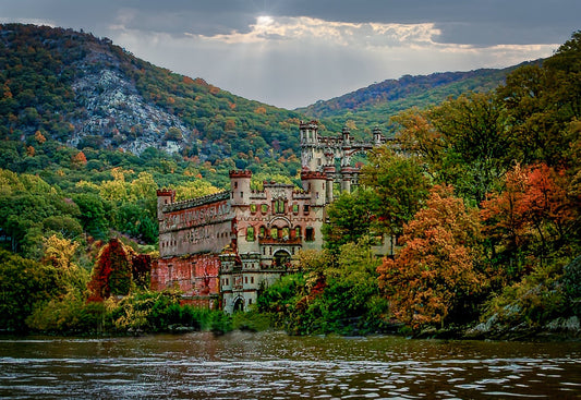 Castle in the river Hudson River  Hudson Valley fall time Bannermans island West Point canvas print metal print wall art