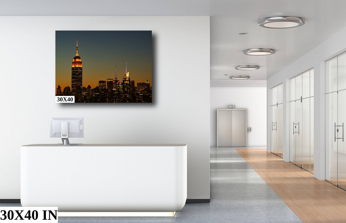 NYC skyline from lower east side at the golden hour  metal print canvas print color photography night  poster