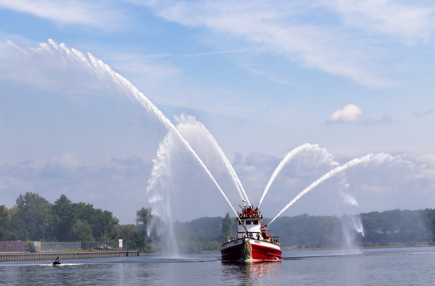 John J Harvey at the Kingston water front Famous fire boat 9 11  boats water  sunlight canvas print metal print