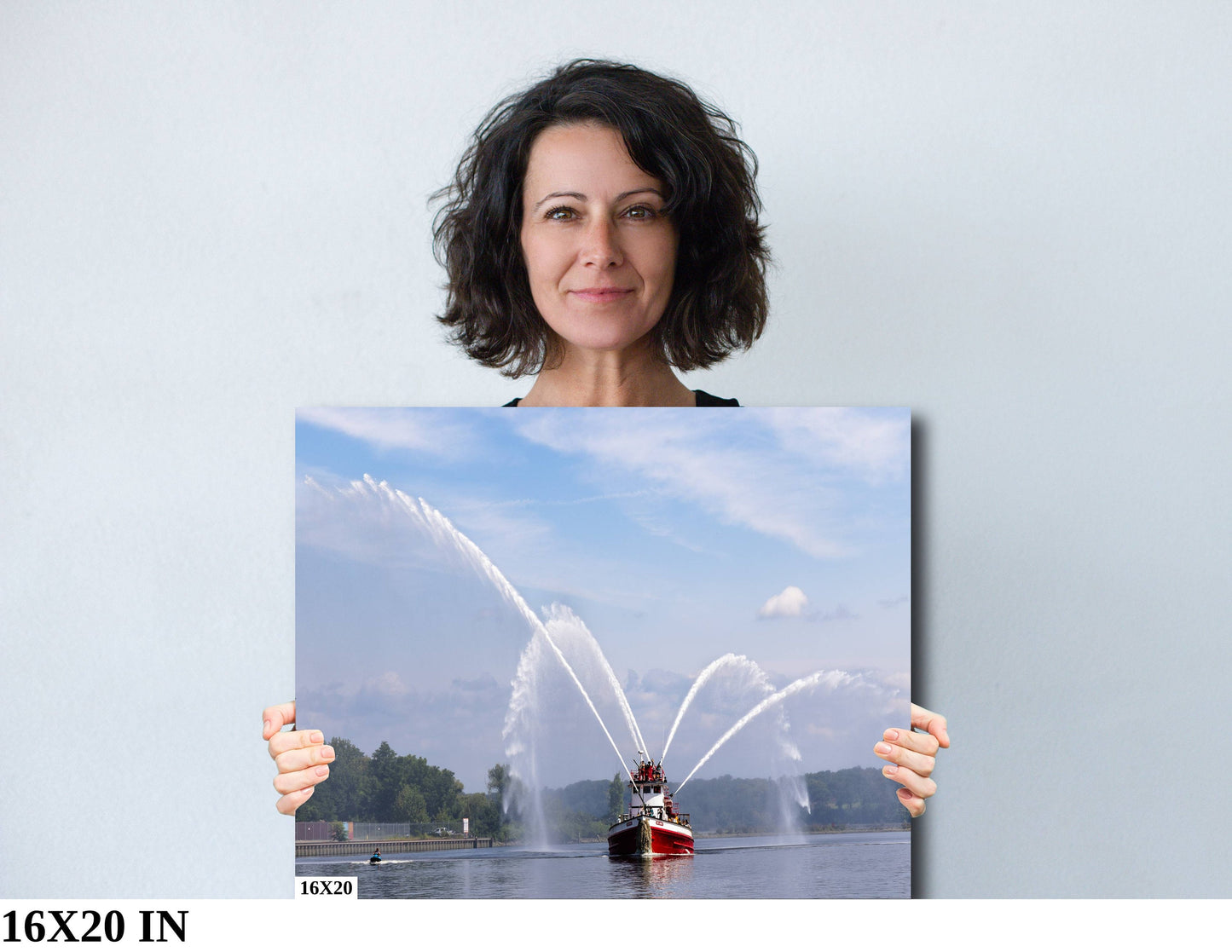 John J Harvey at the Kingston water front Famous fire boat 9 11  boats water  sunlight canvas print metal print