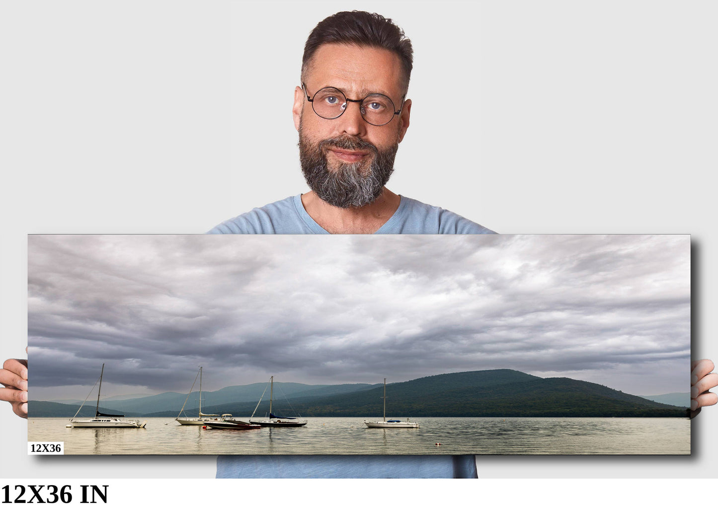 Lake george NY calm before the storm. Wall art canvas print metal print photograph boats water mountains clouds