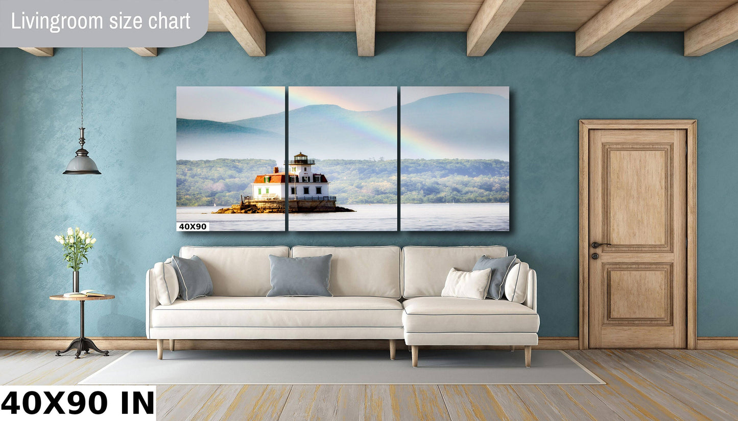 Esopus Light house Hudson River waterfront boats water  sunlight canvas print metal print