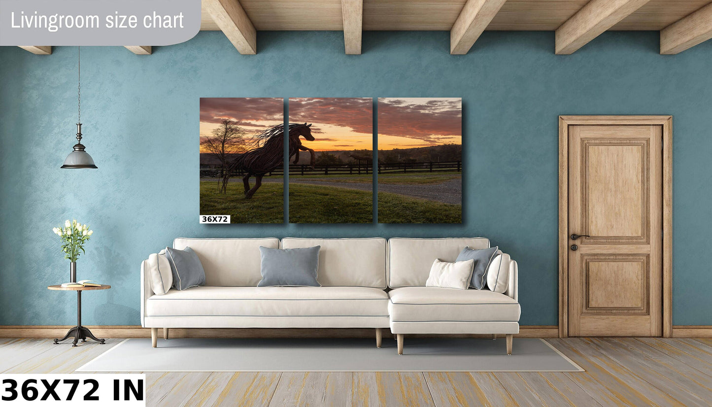 Sunrise on the horsefarm Hudson Valley wall art sunlight canvas print metal print