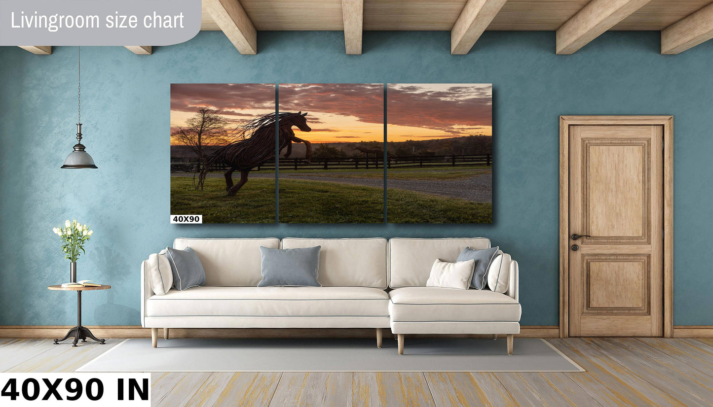 Sunrise on the horsefarm Hudson Valley wall art sunlight canvas print metal print