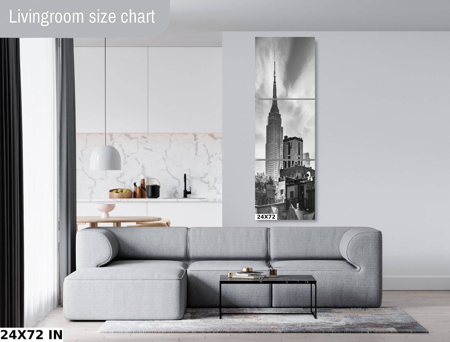 New york's Most famous Icon from at the high line metal print canvas print Black and white photography night poster