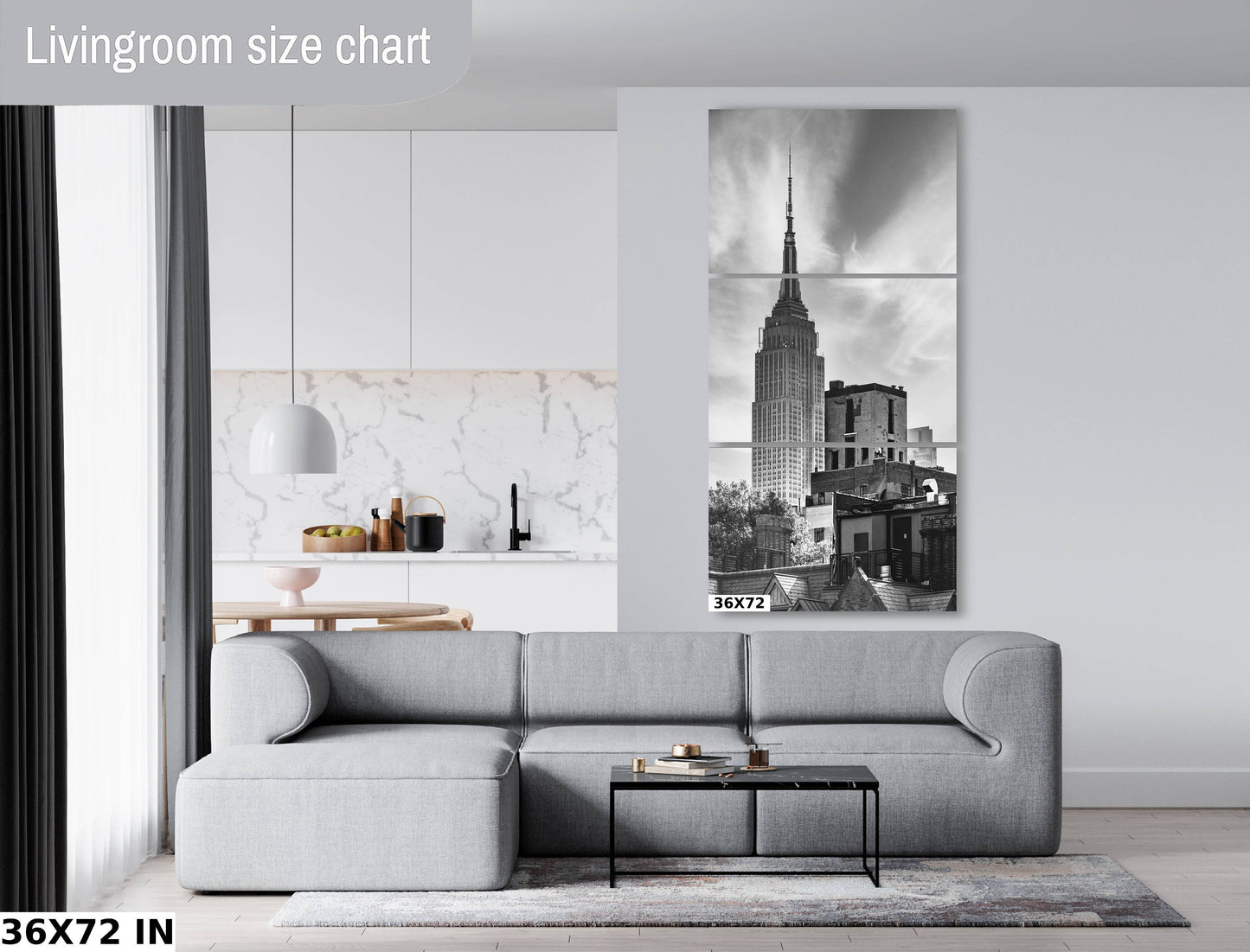 New york's Most famous Icon from at the high line metal print canvas print Black and white photography night poster