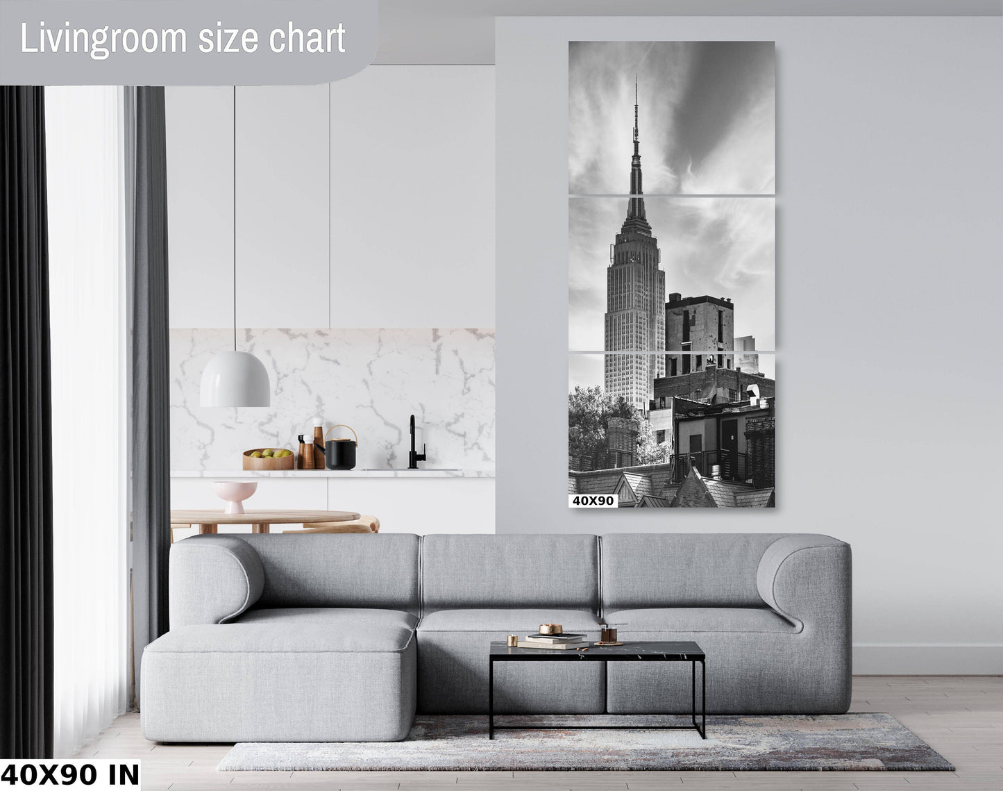 New york's Most famous Icon from at the high line metal print canvas print Black and white photography night poster