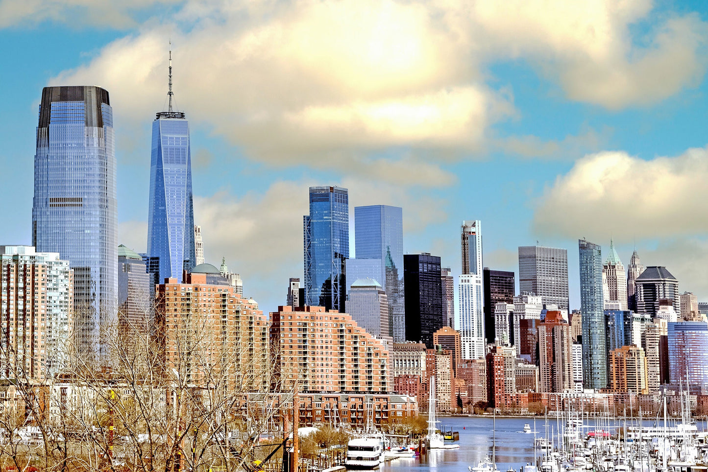 NYC skyline lower Manhattan from Jersey City metal print canvas print color photography  river  poster