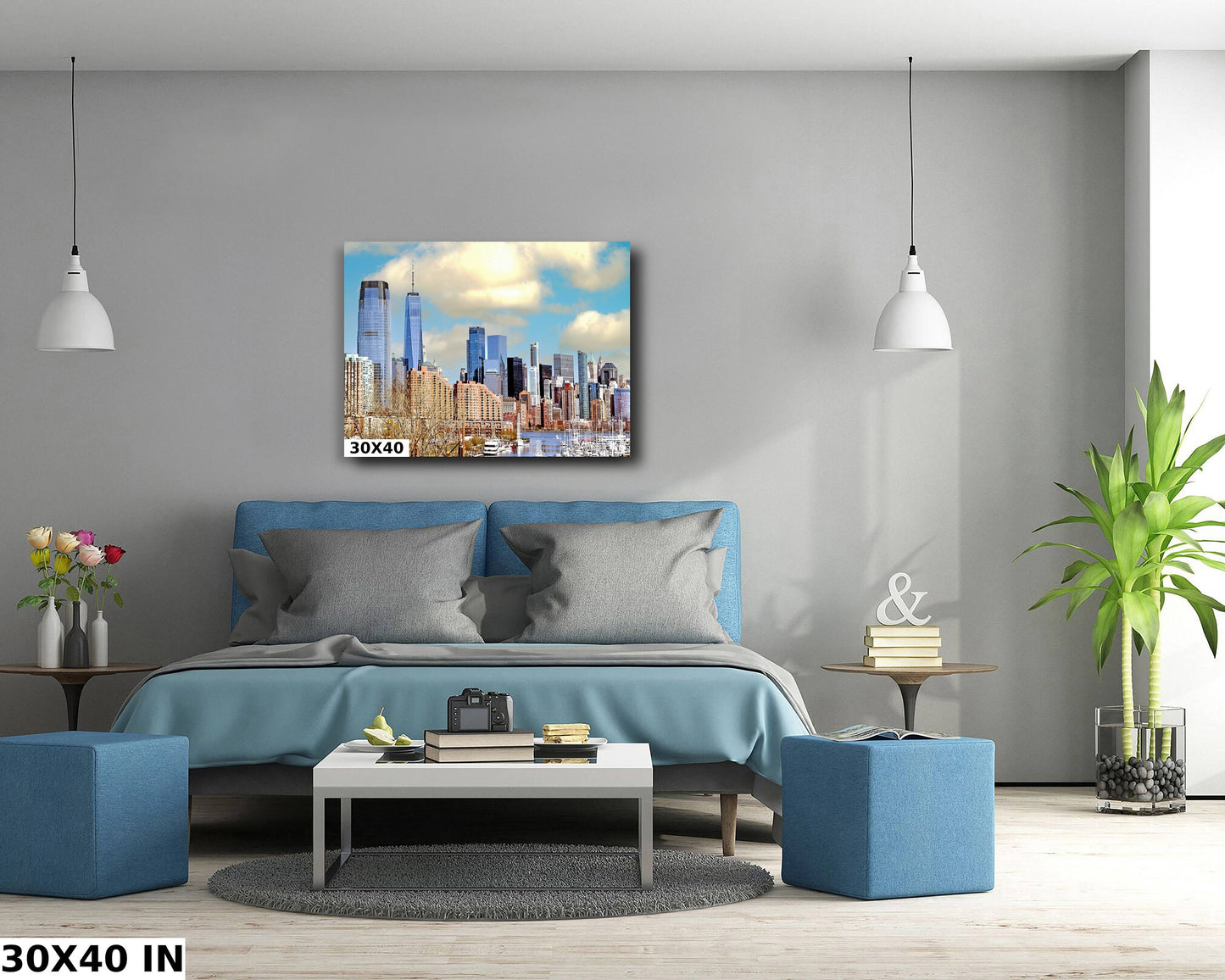 NYC skyline lower Manhattan from Jersey City metal print canvas print color photography  river  poster