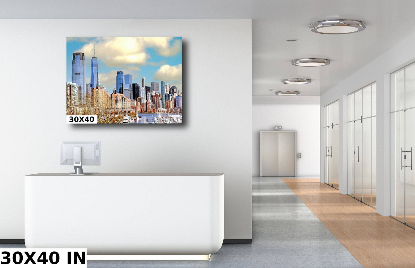 NYC skyline lower Manhattan from Jersey City metal print canvas print color photography  river  poster