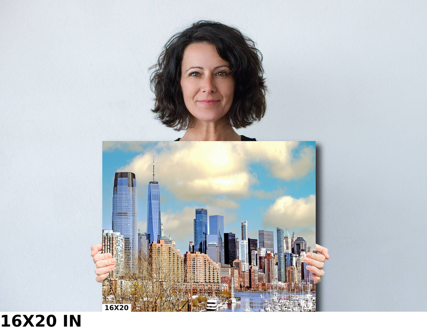 NYC skyline lower Manhattan from Jersey City metal print canvas print color photography  river  poster