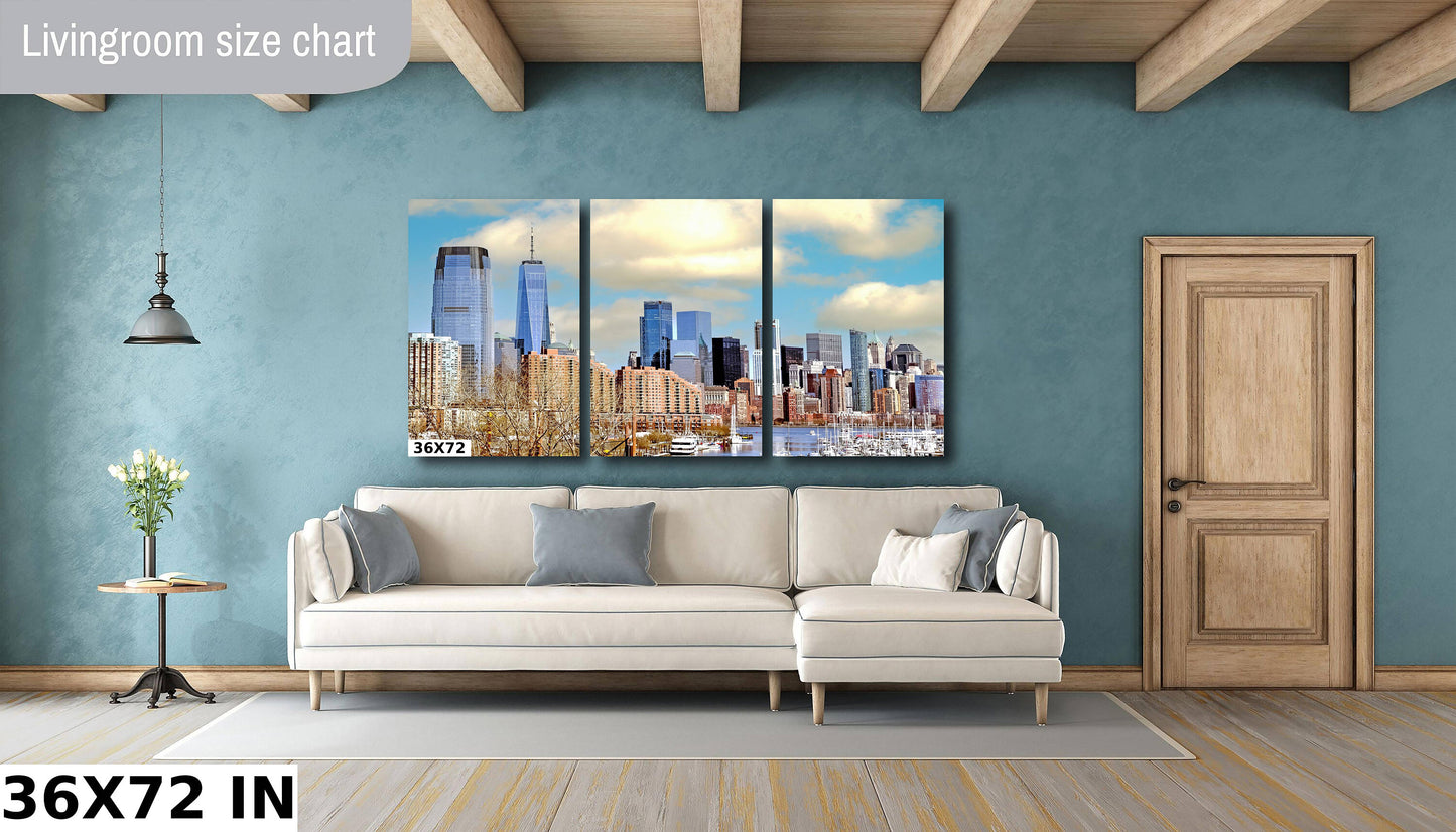 NYC skyline lower Manhattan from Jersey City metal print canvas print color photography  river  poster