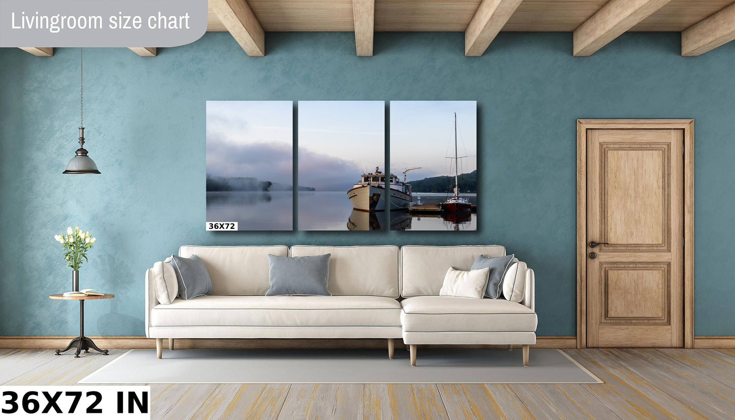 Boat on the dock another cloudy sunrise over the marina  Hudson River colors wall art metal acrylic