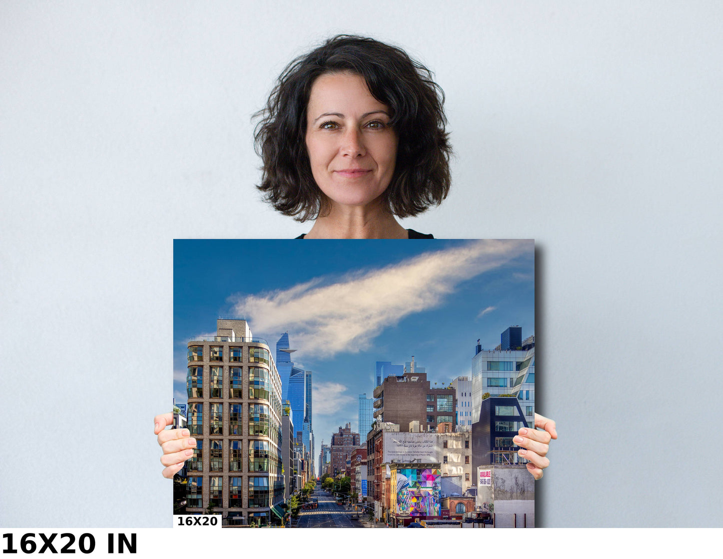 Looking up 10th Ave. Only in NYC!  walking the highline metal print canvas print color photography night  poster