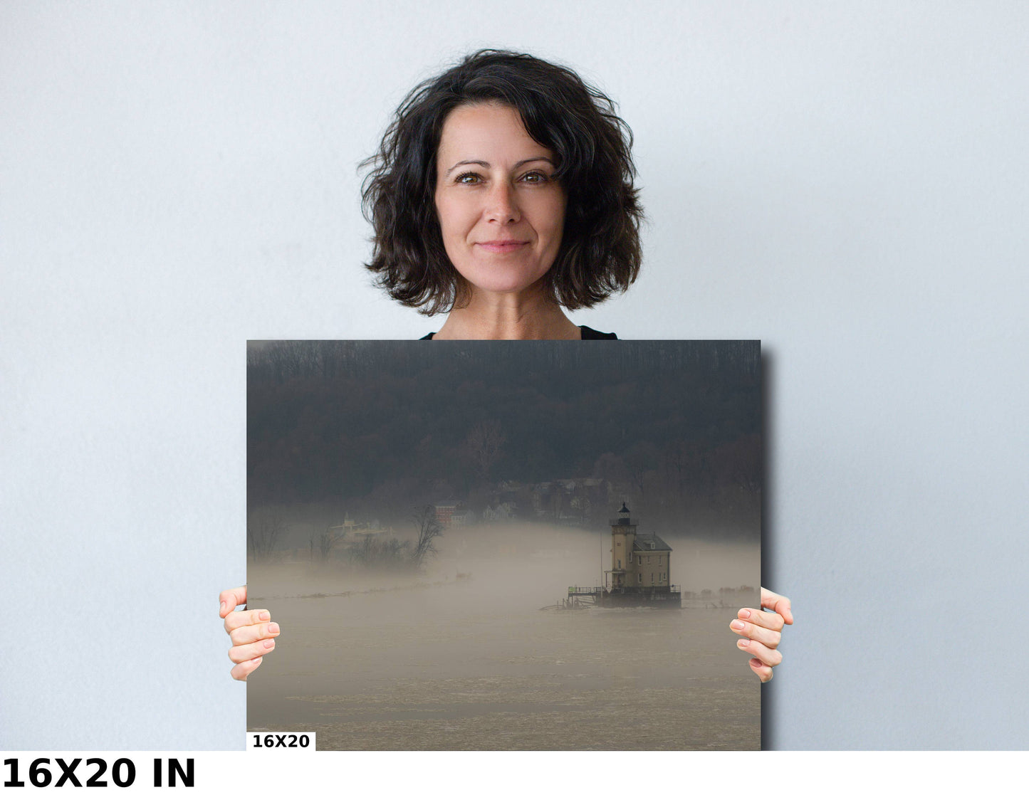 Rondout light and the Hudson fogged in Canvs print metal print wall art