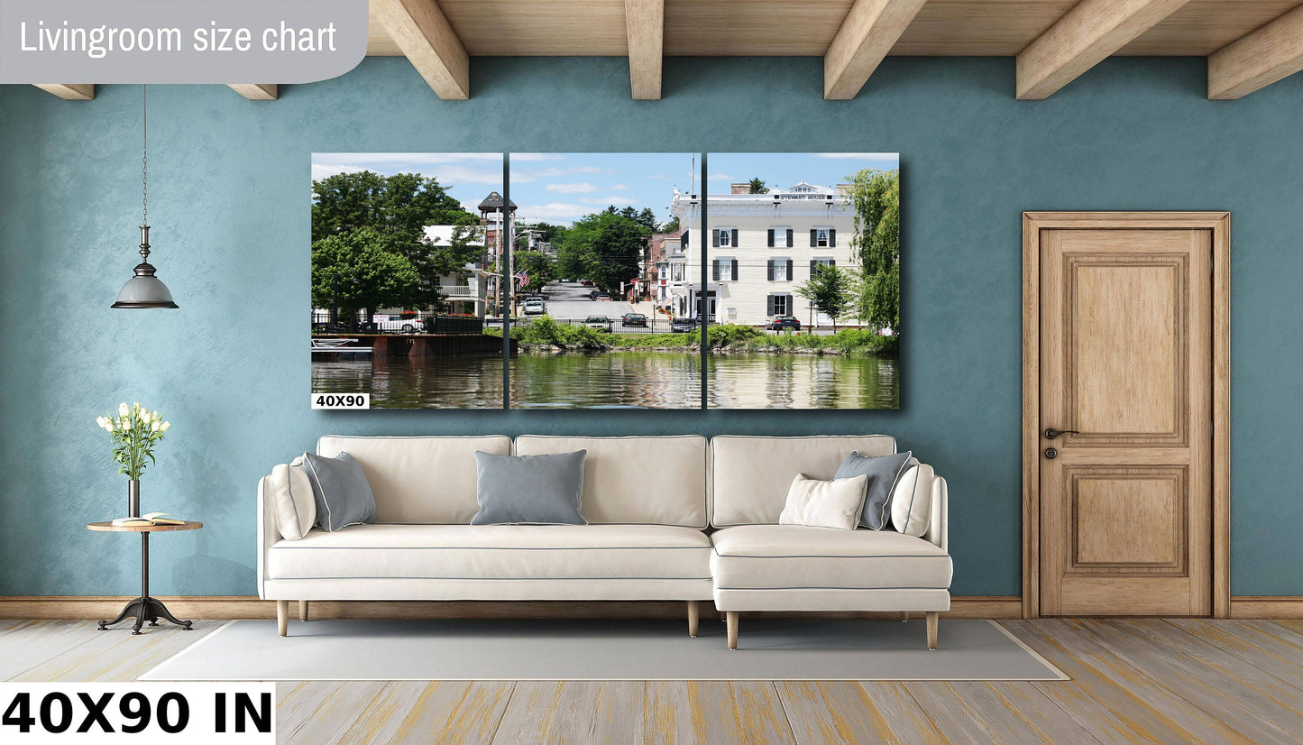 Athens NY waterfront looking up Main Street water resturaunt sunlight canvas print metal print