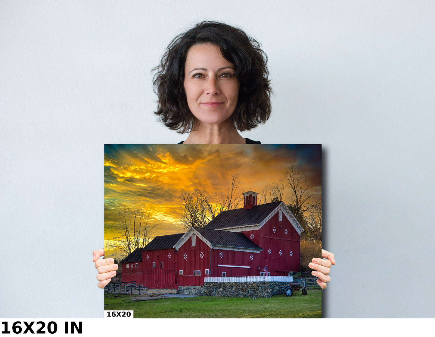 Hudson Valley Iconic barn at sunset canvas,metal, acrylic and photo paper wall art sized to fit