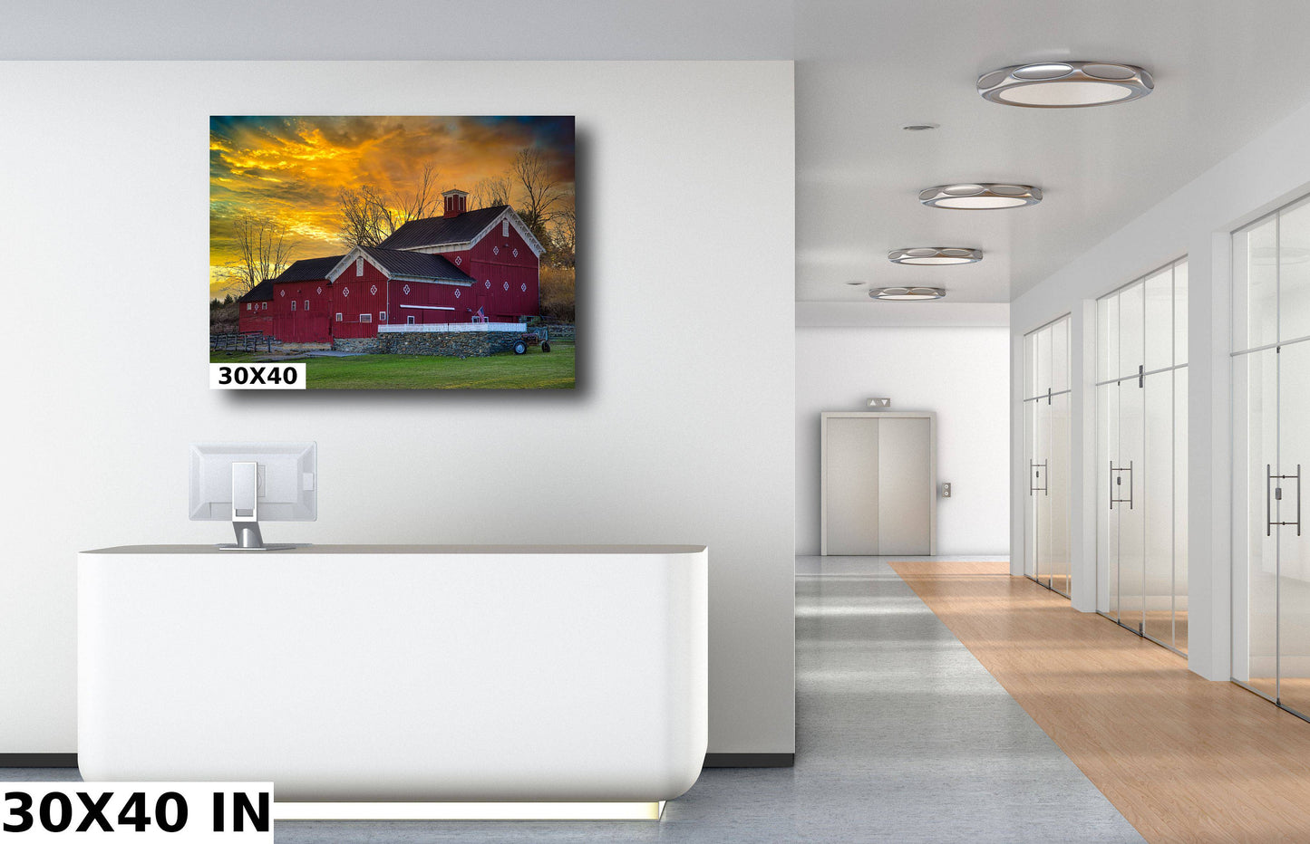 Hudson Valley Iconic barn at sunset canvas,metal, acrylic and photo paper wall art sized to fit