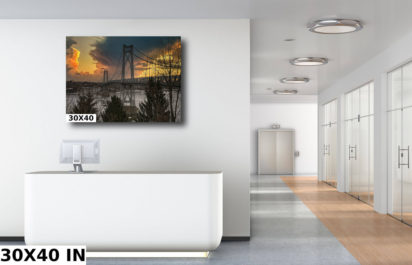 The iconic Hudson Valley Mid Hudson Bridge at dawn canvas,metal, acrylic and photo paper wall art sized to fit