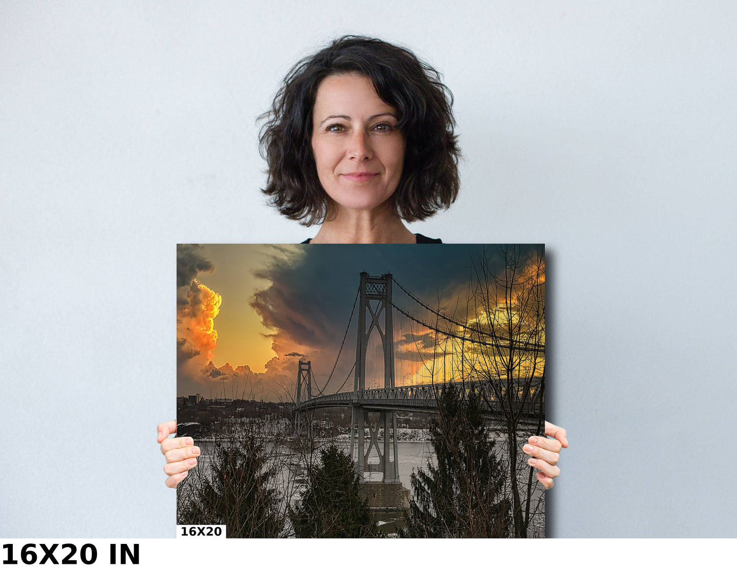 The iconic Hudson Valley Mid Hudson Bridge at dawn canvas,metal, acrylic and photo paper wall art sized to fit