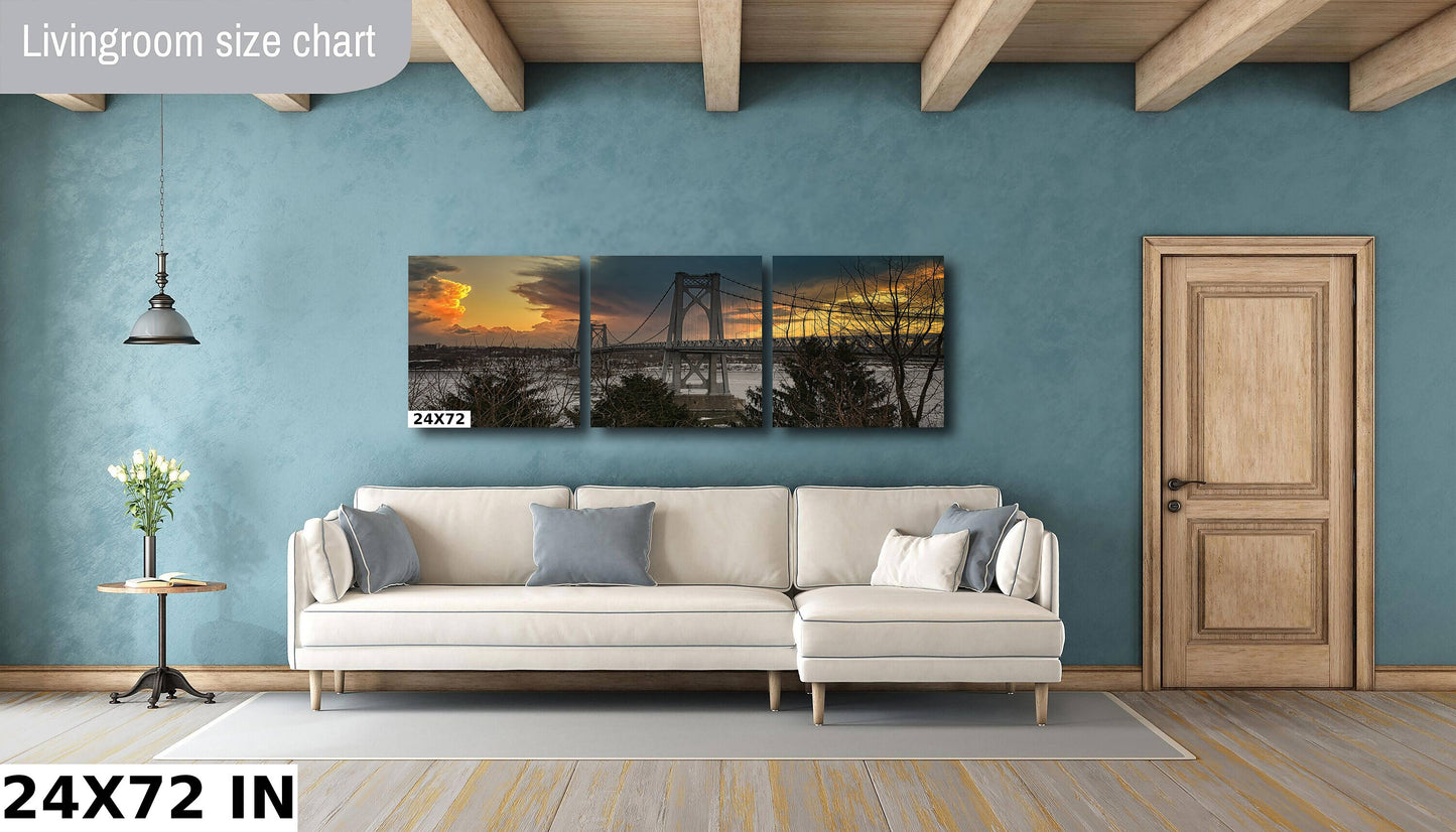 The iconic Hudson Valley Mid Hudson Bridge at dawn canvas,metal, acrylic and photo paper wall art sized to fit