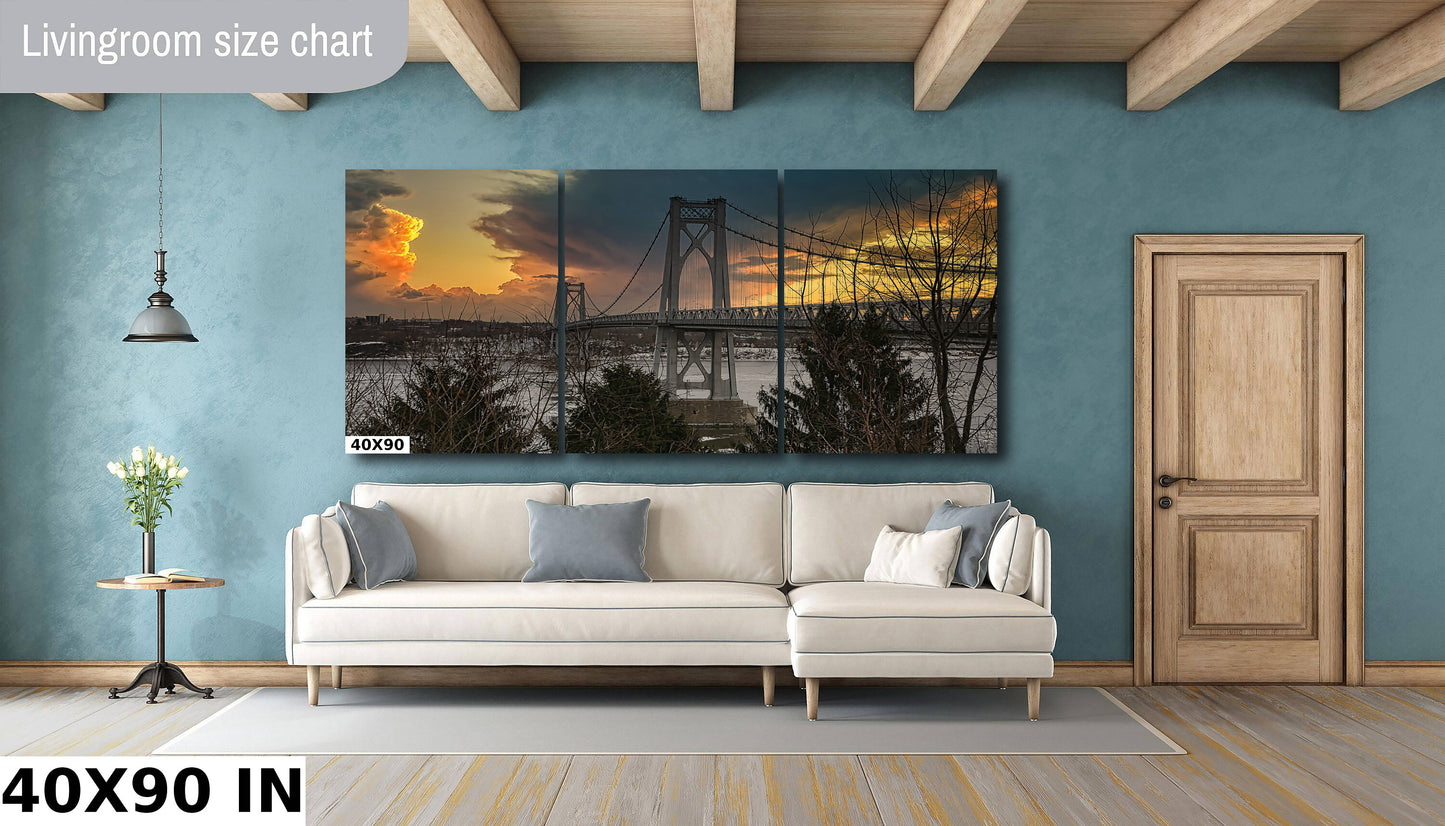 The iconic Hudson Valley Mid Hudson Bridge at dawn canvas,metal, acrylic and photo paper wall art sized to fit