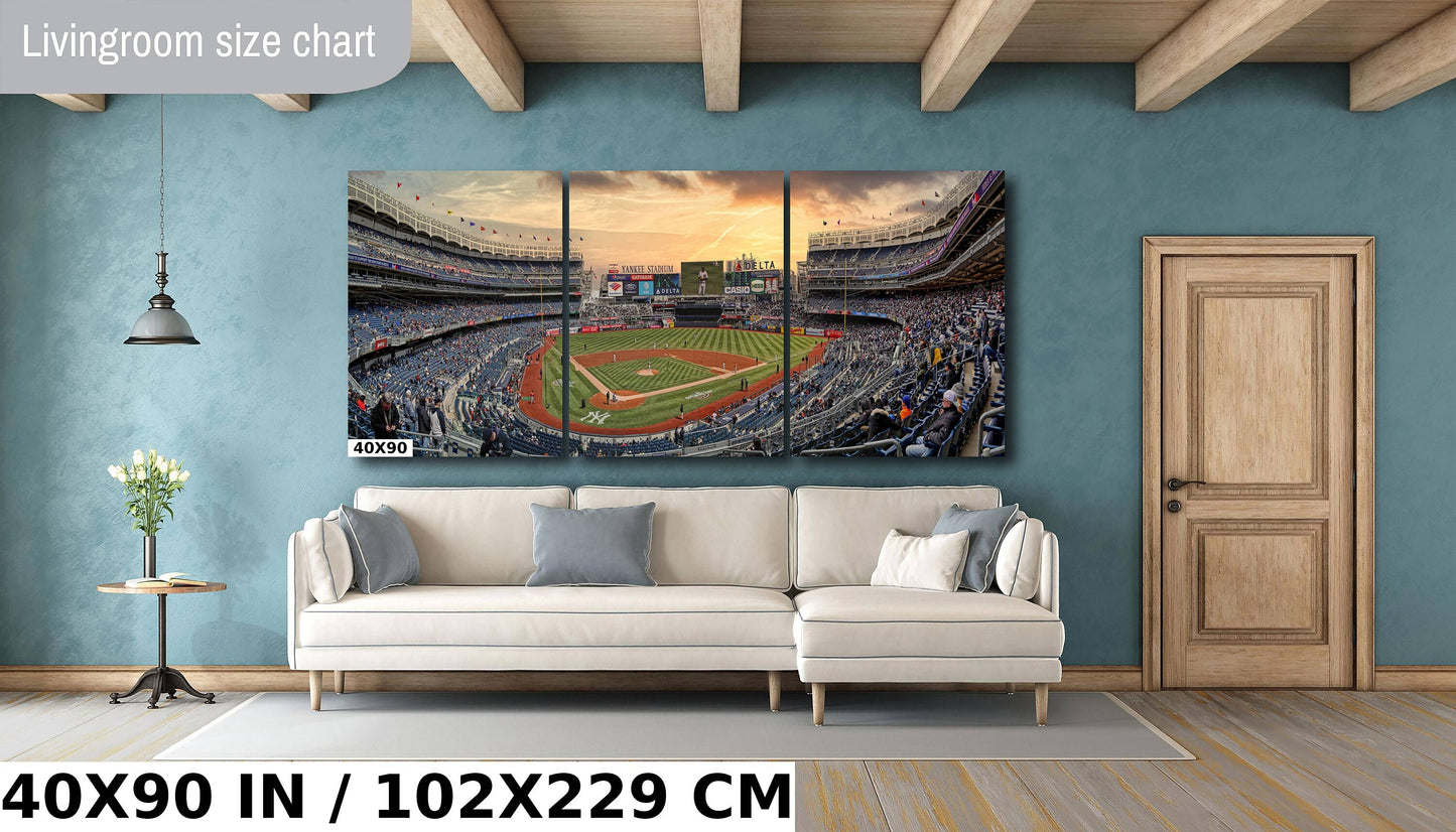 Legendary NYC Stadium panoramic at sunset metal print canvas print color photography daylight sunset poster