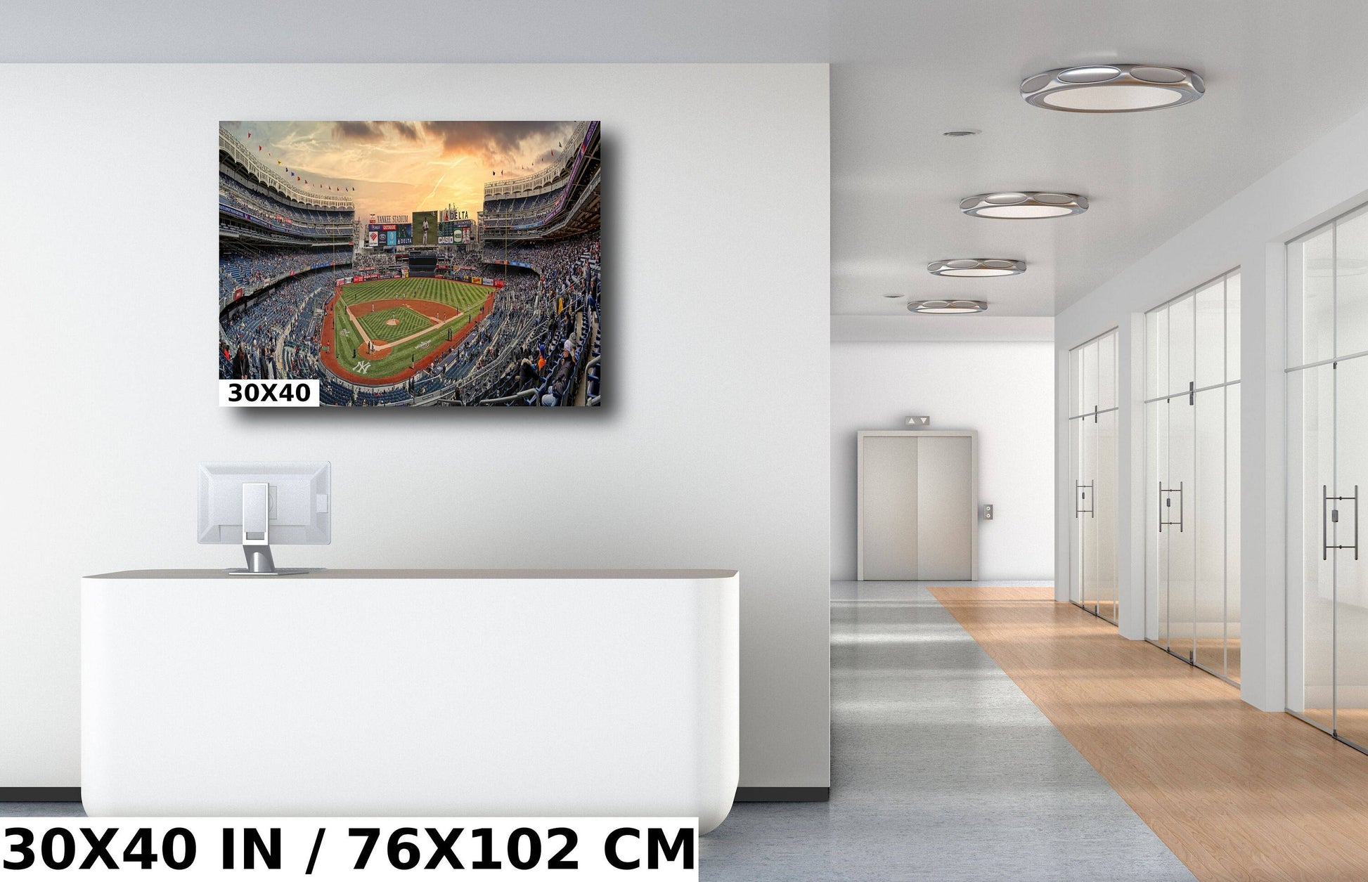 Legendary NYC Stadium panoramic at sunset metal print canvas print color photography daylight sunset poster